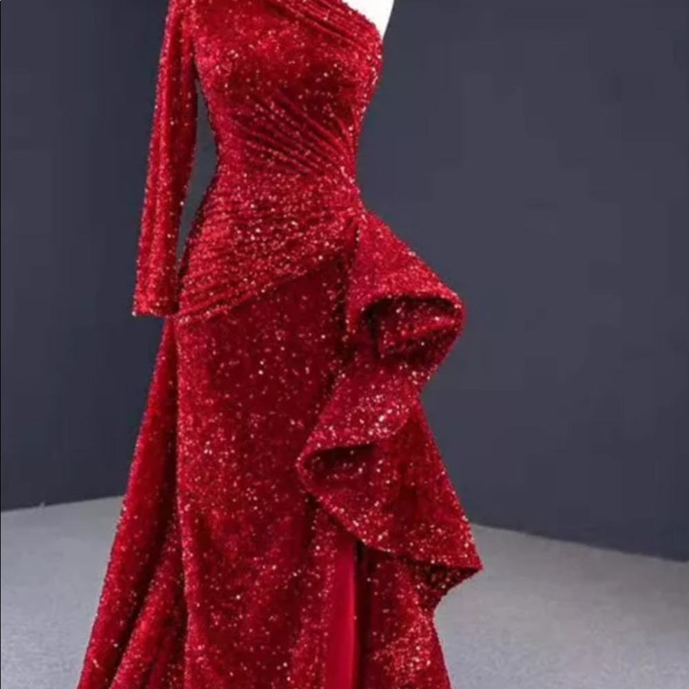 Red sequin gown